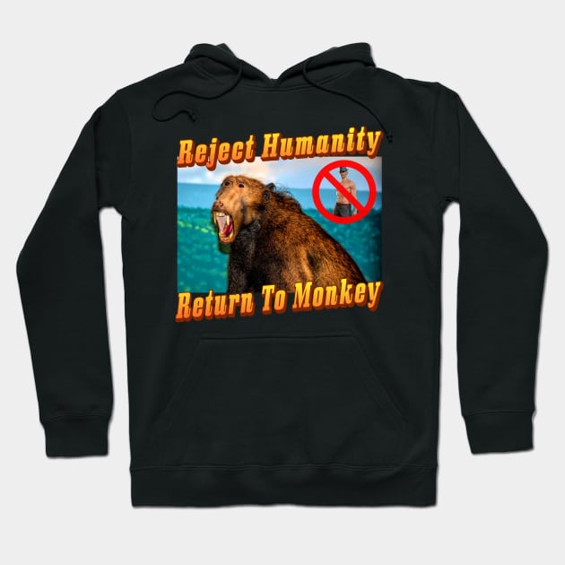 Reject Humanity Return To Monkey Meme Island Vibes Hoodie by blueversion